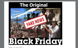 Ce mème reprend une intox sur l'origine du Black Friday.