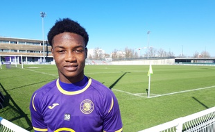 Le jeune avant-centre camerounais Stéphane Zobo à l'issue d'unentraînement du TFC, le 13 février 2019.