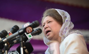 La dirigeante de l'opposition Khaleda Zia, le 20 janvier 2014 à Dacca au Bangladesh