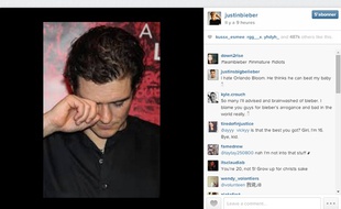 Justin Bieber publie une photo d'Orlando Bloom sur Instagram.