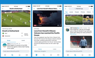 Des exemples de la nouvelle curation d'actualité lancée par Twitter le 13 juin 2018.