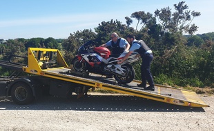 Le conducteur d'une moto a été intercepté à 190 km/h le 21 mai 2020 dans le Finistère.