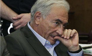 Dominique Strauss-Kahn lors de son audition au tribunal de Manhattan où sa demande de libération sous caution a été acceptée, le 19 mai 2011, à New York.