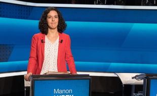 Manon Aubry le 22 mai 2019 lors d'un débat organisé par France 2 et France Inter.