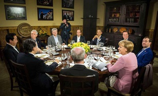 Les dirigeants du G8 et de l'Union européenne à Camp David (USA), le 18 mai 2012.