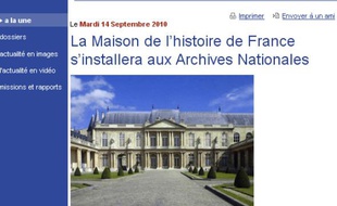 Capture d'écran du site du ministère de la Culture, avec le crédit rétabli