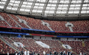 L'équipe de France à l'entraînement au stade Luzhniki de Moscou, le 25 juin 2018.