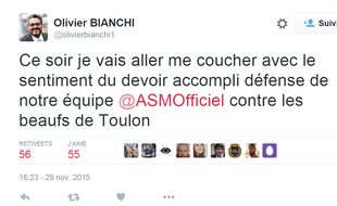Le tweet d'Olivier Bianchi, maire de Clermont-Ferrand