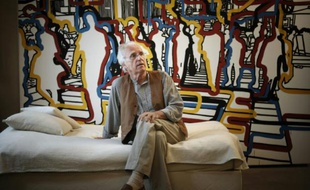 Gérard Fromanger dans son atelier, le 13 juin 2008 à Paris