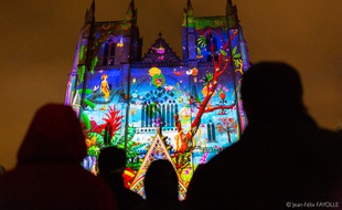 Spectacle Lucia sur la cathédrale de Nantes en décembre 2018.