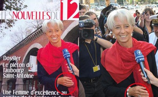 Christine Lagarde dans le 12e arrondissement
Bien qu'elle y soit élue municipale d'opposition, la ministre de l'Economie et des Finances Christine Lagarde ne se rend pas très souvent dans le 12e arrondissement de Paris. A tel point qu'il faut réaliser un montage photo avenue Daumesnil pour la une de son «journal», comme le révèle le blog d'Alexis Corbière. Remarquez aussi que l'on en a profité pour faire disparaitre un diamant un peu trop clinquant...
