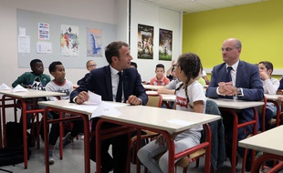 Emmanuel macron à l'école à Laval, le 3 septembre 2018.