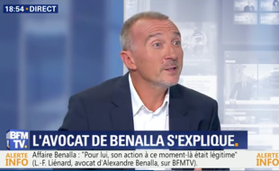 L'avocat d'Alexandre Benalla, Me Laurent-Franck Liénard, sur BFMTV le 24 juillet 2018.