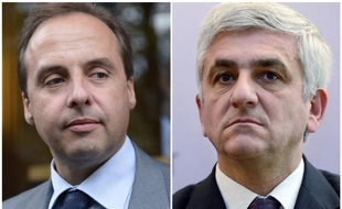 Photo montage montrant Jean-Christophe Lagarde (g), le 24 novembre 2012 à Paris, et Hervé Morin (d), le 6 juin 2013 à Paris