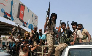 Forces loyalistes le 4 août 2015 à Houta, chef-lieu de la province de Lahj