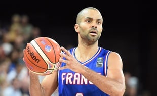 France's Tony Parker looks on during the group A qualification basketball match between France and Israel at the EuroBasket 2015 in Montpellier on September 10, 2015. AFP PHOTO / PASCAL GUYOT