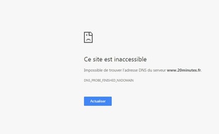 Capture écran du site de « 20 Minutes » durant une cyberattaque, ce mercredi 10 mai 2017.