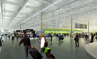 Image de synthèse du futur hall à bagages.