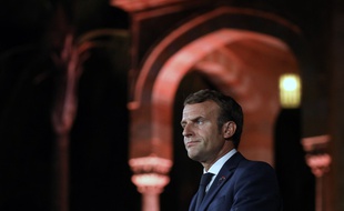 Emmanuel Macron lors d'une conférence de presse au Liban le 1er septembre 2020.