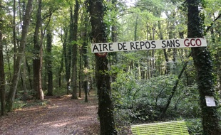 Un drôle d'aire à l'entrée du site de la Zad de Kolbsheim contre le projet autoroutier du GCO.