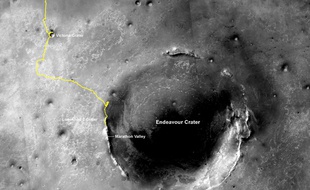 Image du chemin parcouru par le robot Opportunity à la surface de Mars
