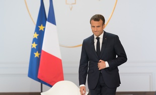 Emmanuel Macron, en conférence de presse dans la salle des fêtes de l'Elysée, le 25 avril 2019.