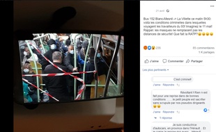 Photo du bus 152 pendant le confinement, publiée sur la page Facebook de la CGT RATP Bus Flandre.