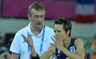 Pierre Vincent et Céline Dumerc à L'eurobasket, en juin 2013