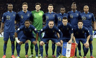 L'équipe de france de foot à Kiev lors du match aller des barrages du Mondial 2014, le 15 novembre 2013.