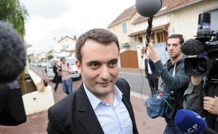 Florian Philippot, vice-président du Front national, au siège de son parti à Nanterre le 26 mai 2014