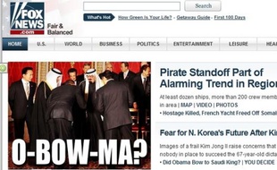 Le site de Fox News sur la révérence supposée d'Obama au roi Abdallah d'Arabie Saoudite, lors du G20 à Londres le 2 avril 2009