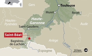 Carte de localisation du village de Saint-Béat, en Haute-Garonne.