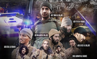 Une photo des terroristes de Daesh ayant participé aux attaques du 13 novembre 2015, publiée dans la revue Daqib, le 19 janvier 2016.