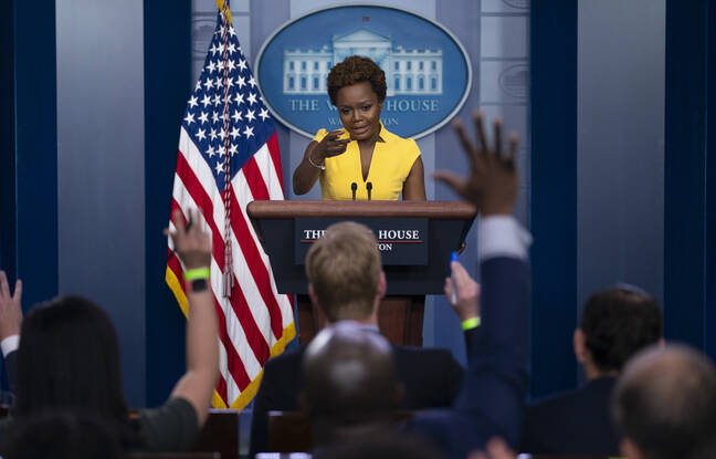 La subsecretaria de prensa de la Casa Blanca, Karine Jean-Pierre, habla durante una conferencia de prensa en la Casa Blanca el miércoles 26 de mayo de 2021 en Washington.  (Foto AP / Evan Vucci) / DCEV101 / 21146643448492 // 2105262000