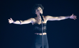 Barbara Pravi, lors d'une répétition sur la scène de l'Eurovision, le 15 mai 2021.