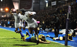 Cheslin Kolbe, l'insaisissable ailier du Stade Toulousain, sur la pelouse des Cardiff Blues en Challenge Européen, le 14 janvier 2018.