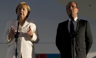 Angela Merkel et François Hollande lors de leur rencontre à Berlin le 23 août 2012.