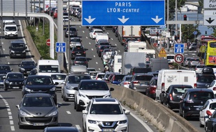 Un embouteillage sur l'autoroute A7 à Lyon.