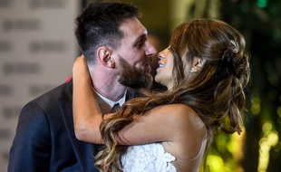 Lionel Messi et Antonella lors de leur mariage