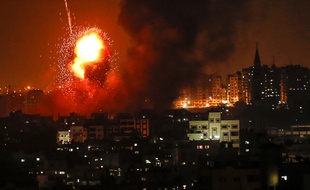 Des raids aériens israéliens ont visé Gaza en riposte à des tirs de roquettes du Hamas, dans la nuit du 8 au 9 août 2018.