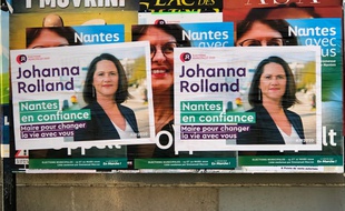 Affiches électorales de Johanna Rolland, candidate à la mairie de Nantes (2020).