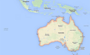 Capture d'écran d'une Google map de l'Australie.