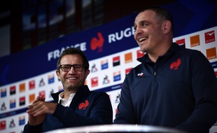 Fabien Galthié et Raphaël Ibanez à Marcoussis.