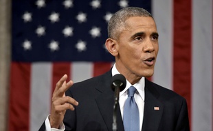 Barack Obama lors du discours sur l'état de l'Union, le 20 janvier 2015.