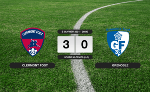 Ligue 2, 18ème journée: Le Clermont Foot vainqueur de Grenoble 3 à 0 au stade Gabriel-Montpied