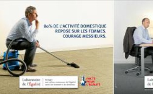 Images de la campagne nationale de l'association Le laboratoire de l'Egalité, dénonçant les inégalités entre hommes et femmes.