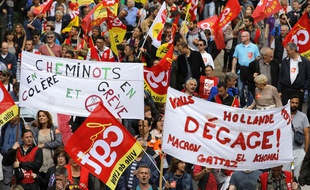 Manifestation contre le projet de loi sur la reforme du Code du travail, projet porte par la ministre du travail, Myriam El Khomry.
Lyon, (Rhone) FRANCE-14/06/2016. Pascal Fayolle/SIPA