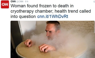 Capture d'écran du compte Twitter de CNN, sur laquelle on voit un article concernant une femme décédé illustré avec une photo de Franck Ribéry.