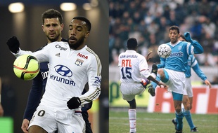 Le match OL-PSG (ici Lacazette face à Thiago Motta en 2016) a des petits airs de version 2.0 des OM-PSG des années 90 (Carlos Mozer à droite en 1991).