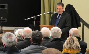 Jean-Paul Naud (SE), maire de Notre-Dame-des-Landes, lors de ses vœux 2019 aux habitants.